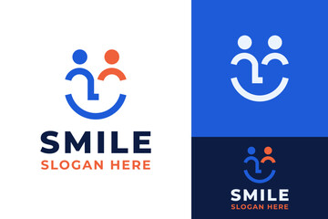 Creative Happy Smile Face Teamwork Community Logo Design Branding Template