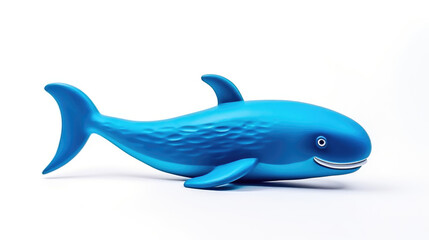 Funny blue whale formed from plasticine on white background