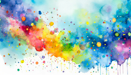 Fototapeta premium Bright colored background with confetti, in a colorful watercolor style. Generative AI 