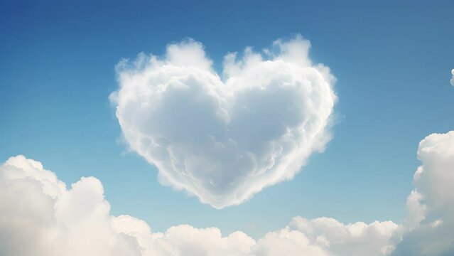 A single, solitary cloud in the shape of a heart, carrying a couple towards new adventures and endless love.