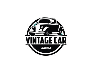 vintage ford caupe car silhouette. isolated white background view from side. Best for logos, badges, emblems, icons, sticker designs, old vintage car industry. available in eps 10 - obrazy, fototapety, plakaty
