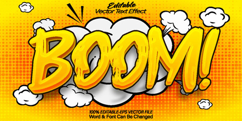Boom Vector Text Effect Editable Alphabet Yellow Cartoon Comic Manga