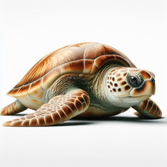 Fototapeta premium loggerhead sea turtle, Caretta caretta, oceanic turtle, Tortuga boba, tortuga oceánica, Isolated White background.