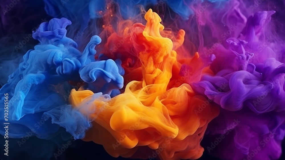 Aufkleber beautiful abstraction of liquid paints in slow blending flow mixing together gently : generative ai