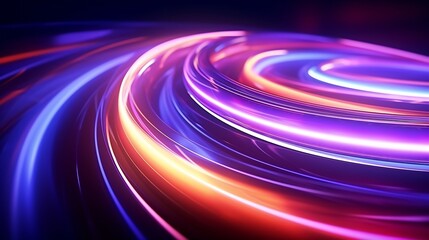 Colorful motion elements with neon led illumination. Abstract futuristic background. : Generative AI
