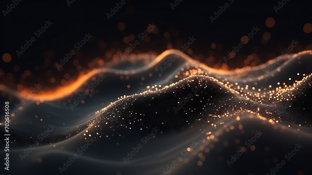 Aufkleber Wave of dots and weave lines. Abstract background. Network connection structure. : Generative AI