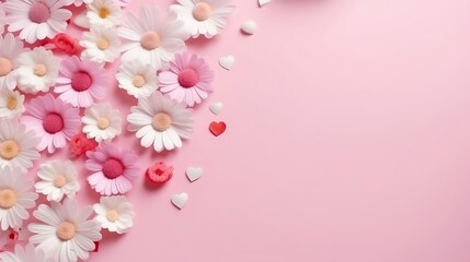 Happy Mother's day and Women's Day decoration concept made from flower on pastel background. : Generative AI