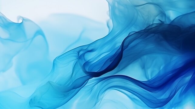 Blue alcohol stains of paint with the addition of gold powder. Subtle waves of paint, abstract blue waves of the ocean, lines of marble. Liquid paints, gradient stains, painting. : Generative AI