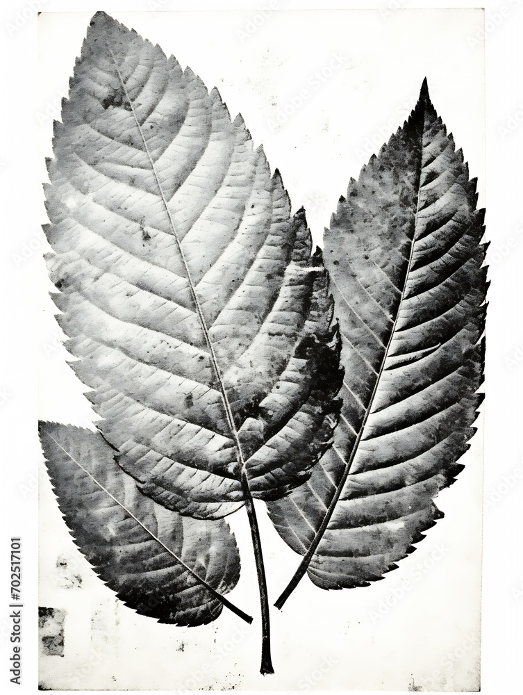 Poster stylish grunge ink stamp. prints. imprint. stamp. pattern with leaf. prints of autumn plants on a wh