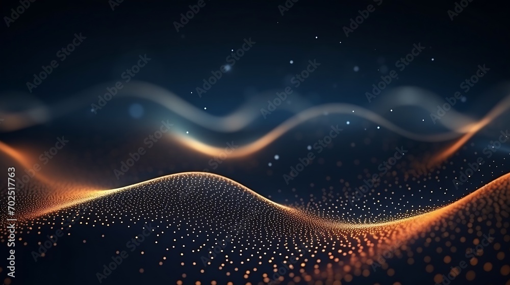 Aufkleber Wave of dots and weave lines. Abstract background. Network connection structure. : Generative AI