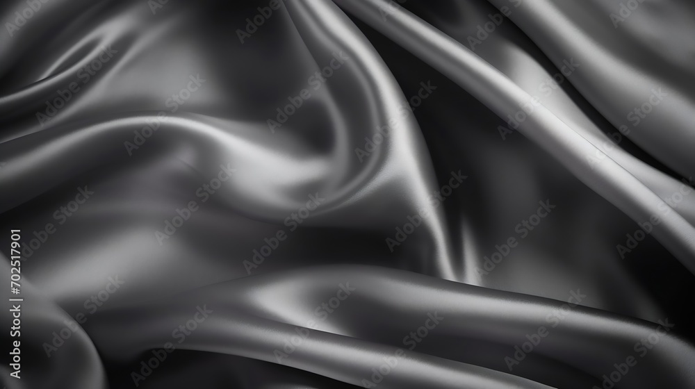 Aufkleber Black gray satin dark fabric texture luxurious shiny that is abstract silk cloth background with patterns soft waves blur beautiful. : Generative AI