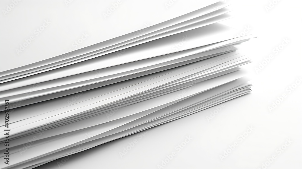 Poster Stack of paper sheets isolated on white : Generative AI