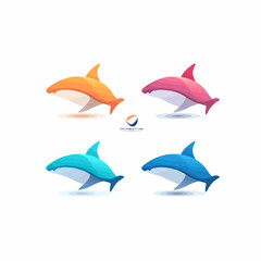 Shark logo template. Vector illustration. Blue shark icon isolated on white background