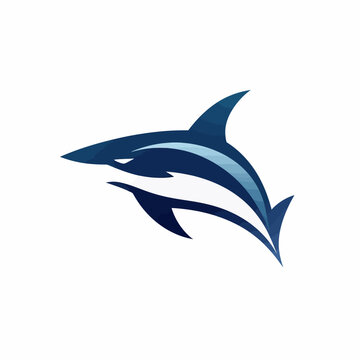 Shark logo template. Vector illustration. Blue shark icon isolated on white background