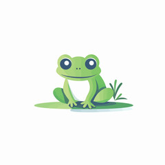 Green frog isolated on a white background. Vector illustration