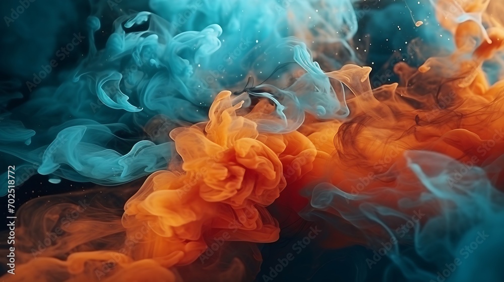 Poster beautiful abstraction of liquid paints in slow blending flow mixing together gently : generative ai