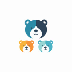 Set of bear logo template. Animal logotype concept. Vector illustration