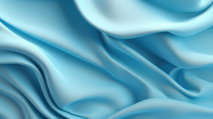 Dynamic folds in vibrant blue satin fabric create a lively and luxurious texture suitable for fashion and decor.