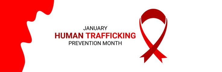 National Slavery and Human Trafficking Prevention Month is observed every year on january. Vector illustration on the theme of National Human Trafficking Awareness Month. banner, cover, card, poster. - obrazy, fototapety, plakaty