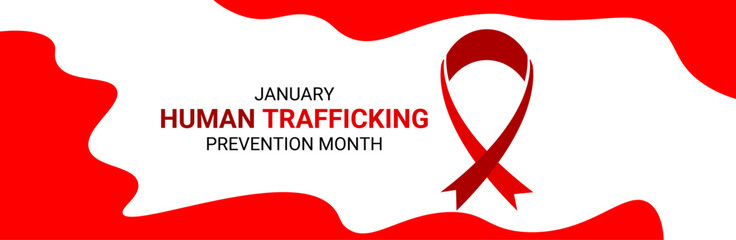 National Slavery and Human Trafficking Prevention Month is observed every year on january. Vector illustration on the theme of National Human Trafficking Awareness Month. banner, cover, card, poster.