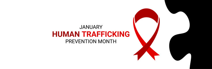 National Slavery and Human Trafficking Prevention Month is observed every year on january. Vector illustration on the theme of National Human Trafficking Awareness Month. banner, cover, card, poster.