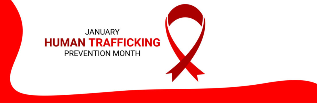 National Slavery and Human Trafficking Prevention Month is observed every year on january. Vector illustration on the theme of National Human Trafficking Awareness Month. banner, cover, card, poster.