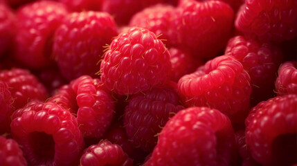 赤いラズベリーのクローズアップ  closeup of raspberries