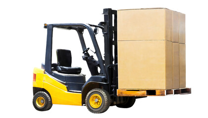 forklift truck with boxes