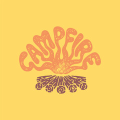 campfire graphic campground design typography illustration wood  logo lettering vintage simple t shirt