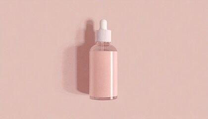 Pink Serum Bottle with Pipette on Pink Background