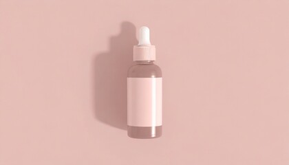 Pink Serum Bottle with Pipette on Pink Background