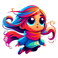 Girl kid cartoon isolated on white background