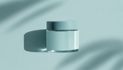 Blue Cream Bottle on Table with Shadow