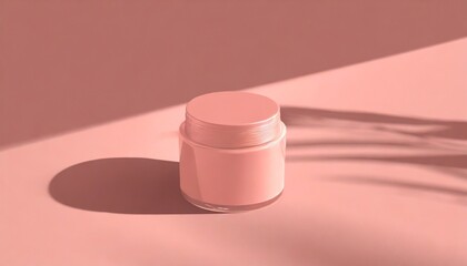 Pink Skincare Cream Bottle on Pink Background