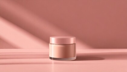 Pink Skincare Cream Bottle on Pink Background