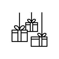Gift drop outline icons, minimalist vector illustration ,simple transparent graphic element .Isolated on white background