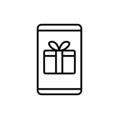 Mobile gift outline icons, minimalist vector illustration ,simple transparent graphic element .Isolated on white background