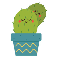 cute hand drawing cartoon cactus character doodle. cute plant drawing