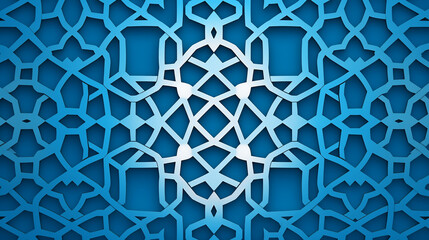 abstract geometric islamic decoration pattern on blue