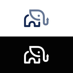 baby elephant logo design. animal with line art style logo icon vector illustration.