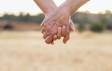 Two Generations Of Women Hold Hands: Grandmother And Granddaughter Holding Hands