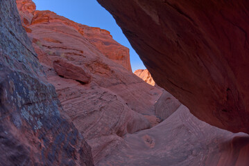 Beneath a boulder in Spur Canyon at Horseshoe Bend Arizona