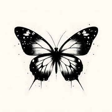 Theme of butterflies in black and white painting style