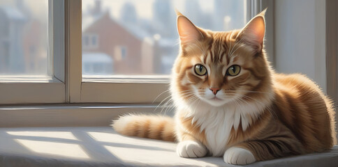 image of a cute cat seated on a windowsill