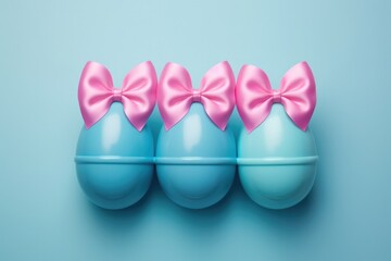 easter eggs are placed in the shape of ears on a blue background
