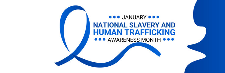 National Slavery and Human Trafficking Prevention Month is observed every year on january. National Human Trafficking Awareness Month background. banner, cover, card, poster, website, backdrop. vector