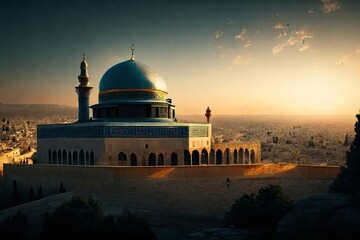 Al-Aqsa Mosque Save Gaza, save Palestine, and Support Palestine, Generative Ai