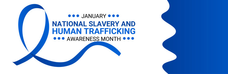 National Slavery and human trafficking prevention month is observed every year in January, to raising awareness about the different forms of human trafficking, also known as modern slavery. vector