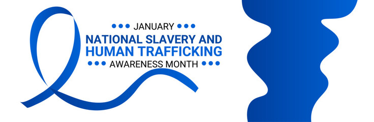 National Slavery and human trafficking prevention month is observed every year in January, to raising awareness about the different forms of human trafficking, also known as modern slavery. vector