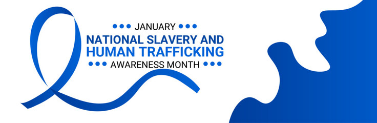 National Slavery and human trafficking prevention month is observed every year in January, to raising awareness about the different forms of human trafficking, also known as modern slavery. vector